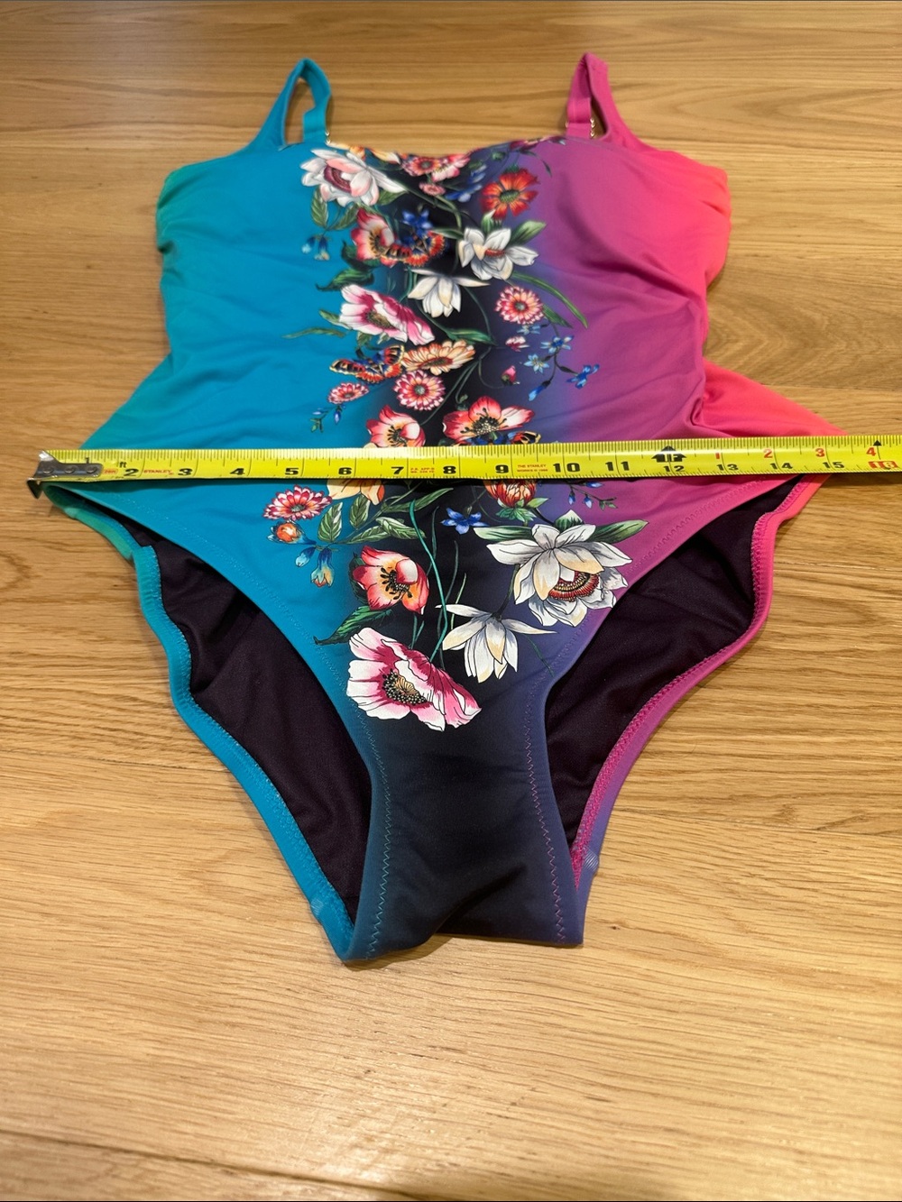 Johnny Was California XL Floral Butterfly Colorblock One Piece Swimsuit - Picture 11 of 13